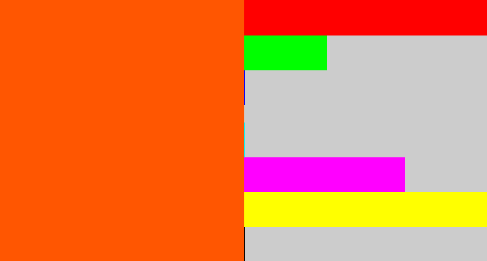 Hex color #ff5601 - bright orange