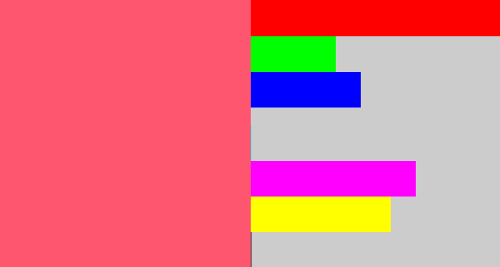 Hex color #ff5670 - coral pink