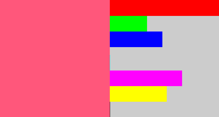 Hex color #ff577b - warm pink