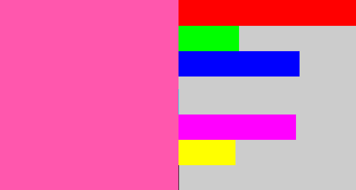 Hex color #ff57ad - bubble gum pink