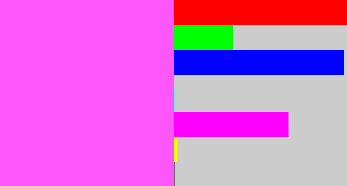 Hex color #ff57fb - violet pink