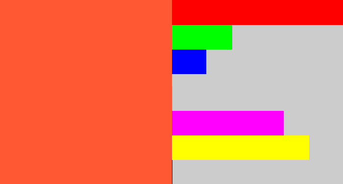 Hex color #ff5833 - orangey red