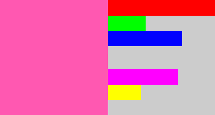 Hex color #ff58b1 - bubble gum pink