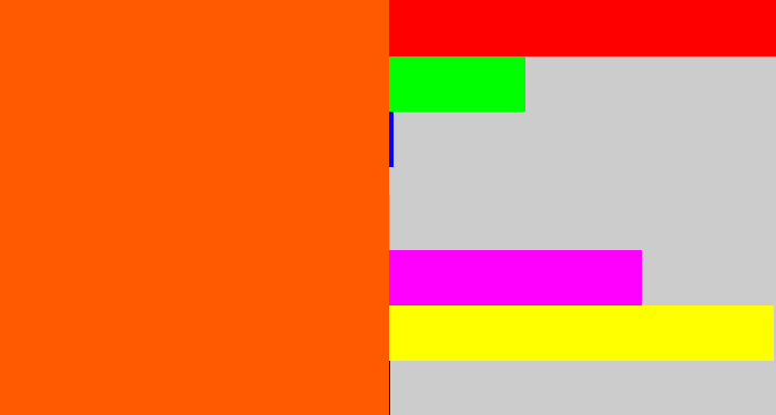 Hex color #ff5902 - bright orange