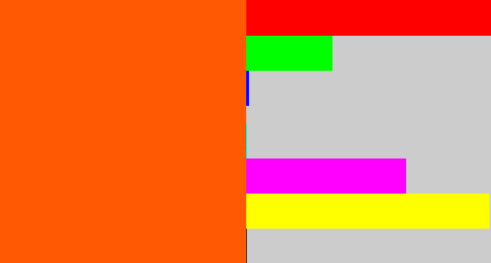 Hex color #ff5903 - bright orange