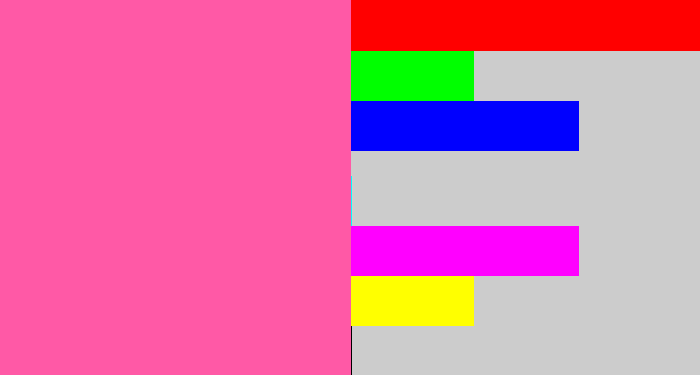 Hex color #ff59a6 - bubble gum pink