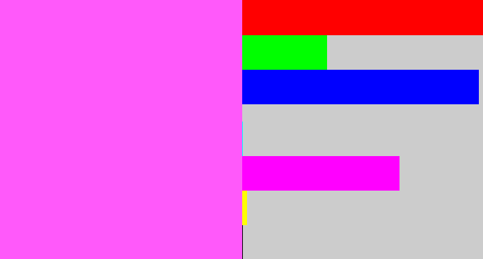 Hex color #ff59fa - violet pink
