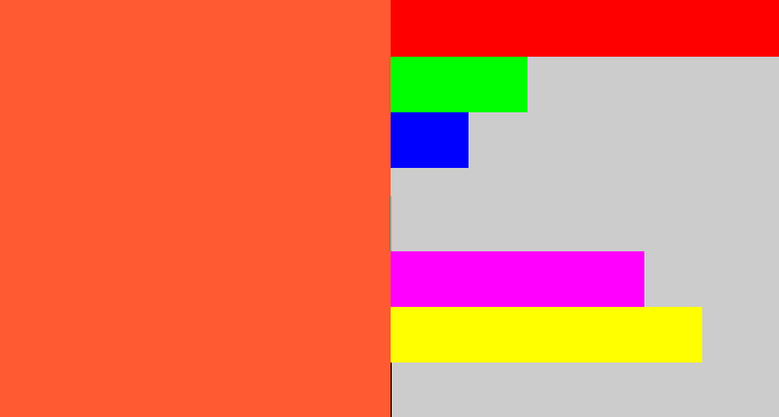 Hex color #ff5a32 - orangey red