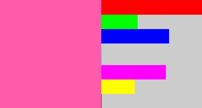 Hex color #ff5bac - bubble gum pink