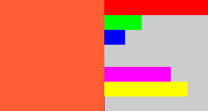 Hex color #ff5d34 - coral