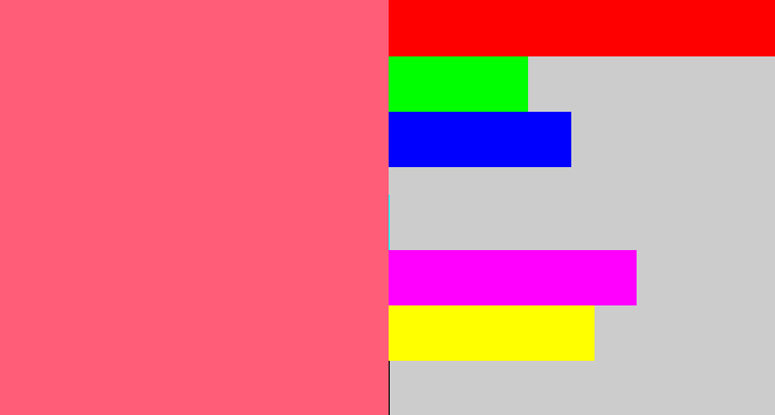 Hex color #ff5d78 - warm pink