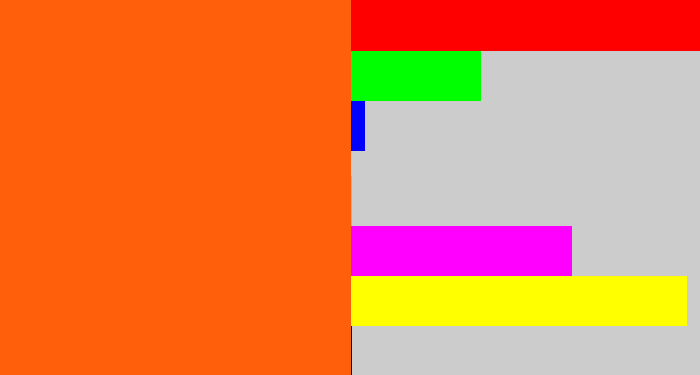 Hex color #ff5f0a - bright orange