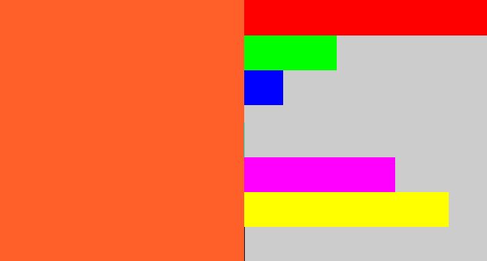 Hex color #ff6029 - reddish orange
