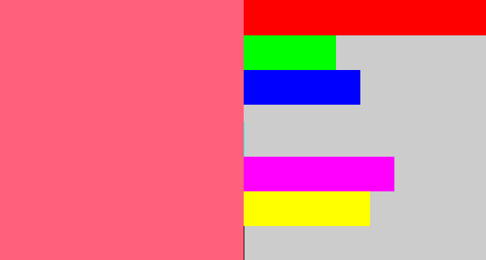Hex color #ff617b - warm pink