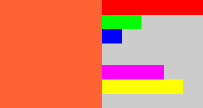 Hex color #ff6334 - pinkish orange