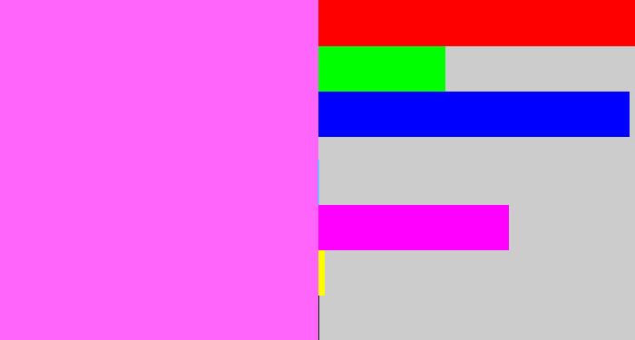 Hex color #ff65fb - violet pink