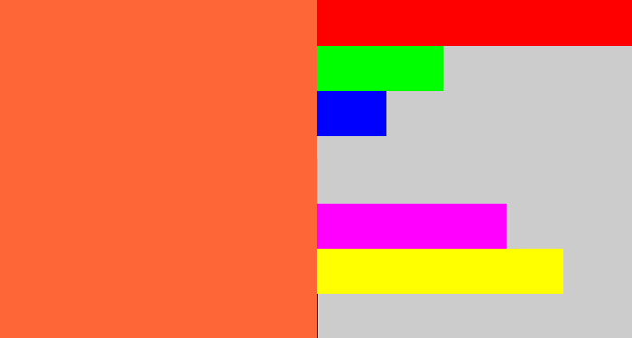 Hex color #ff6637 - pinkish orange