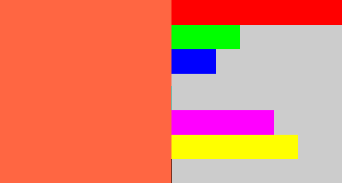 Hex color #ff6642 - pinkish orange