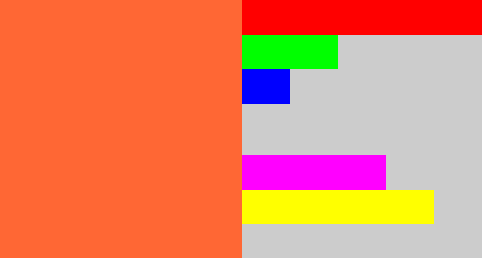 Hex color #ff6734 - pinkish orange