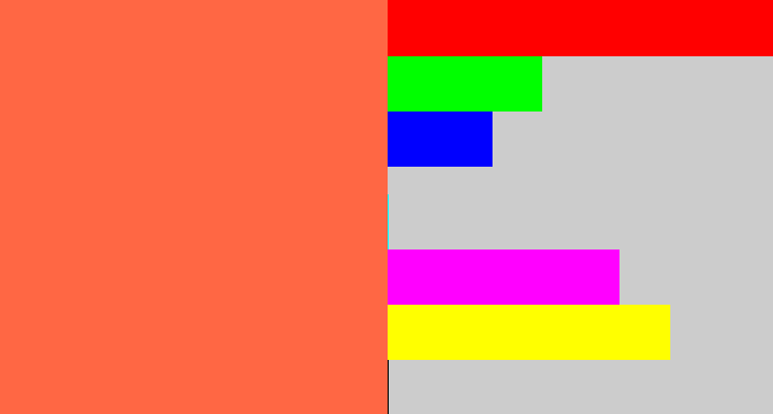Hex color #ff6744 - pinkish orange
