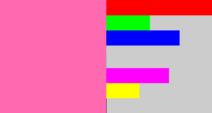 Hex color #ff69af - bubble gum pink