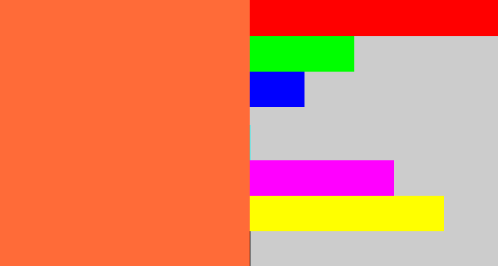 Hex color #ff6b38 - pinkish orange