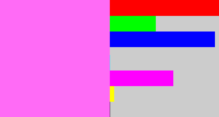 Hex color #ff6bf6 - light magenta