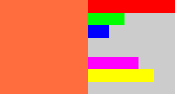 Hex color #ff6c3d - pinkish orange