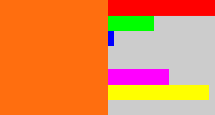 Hex color #ff6e0f - orange