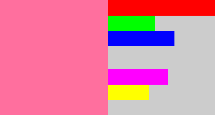 Hex color #ff6f9e - bubble gum pink