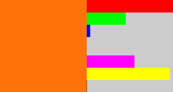 Hex color #ff730a - orange