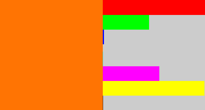 Hex color #ff7403 - orange