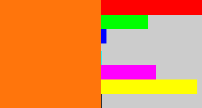 Hex color #ff750c - orange