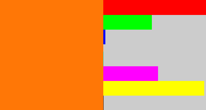 Hex color #ff7706 - orange