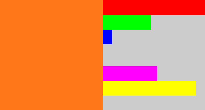 Hex color #ff7718 - pumpkin orange