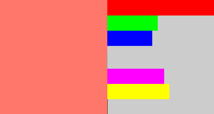 Hex color #ff776b - salmon