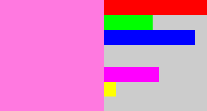 Hex color #ff79e0 - purply pink