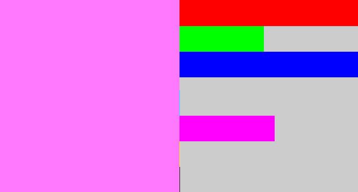 Hex color #ff79fe - violet pink