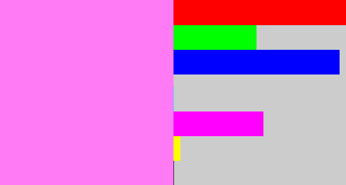 Hex color #ff7af5 - purply pink