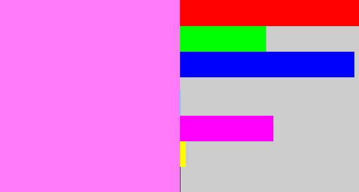 Hex color #ff7af7 - purply pink