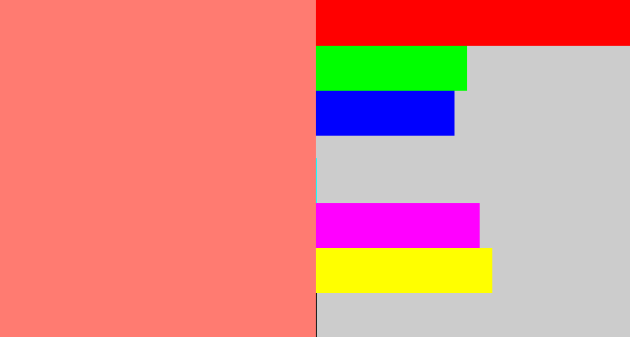 Hex color #ff7b71 - salmon