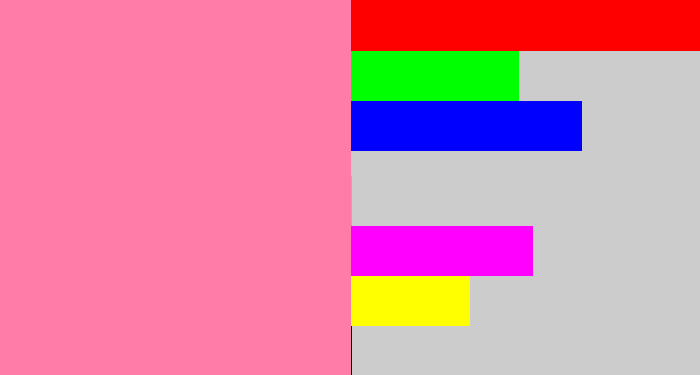 Hex color #ff7ba8 - carnation pink