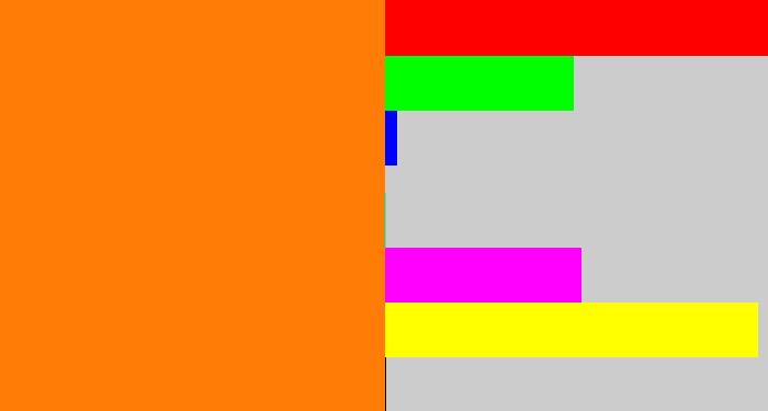 Hex color #ff7c07 - pumpkin orange