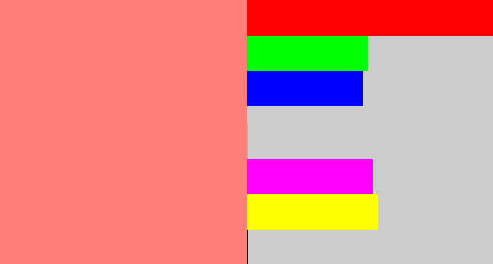 Hex color #ff7e77 - salmon pink