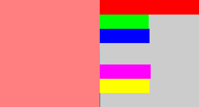 Hex color #ff7e7f - salmon pink