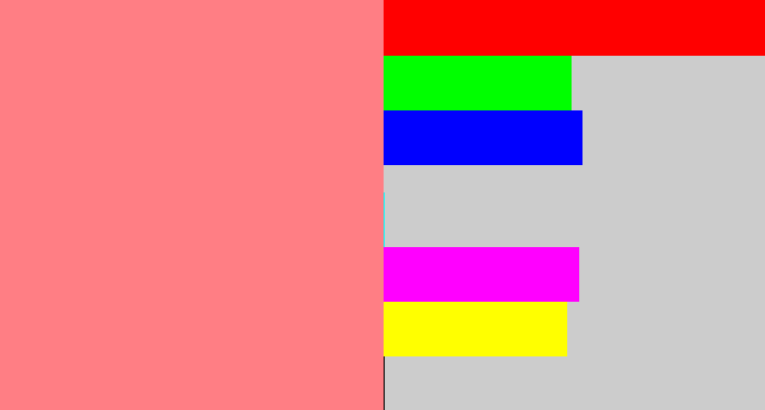 Hex color #ff7e84 - salmon pink