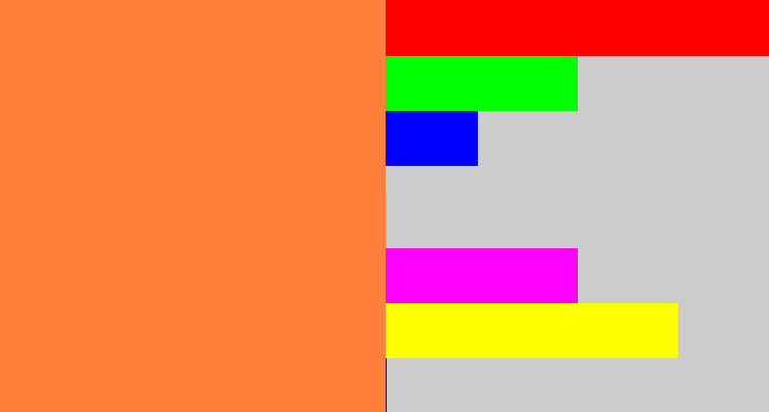 Hex color #ff7f3d - orangish