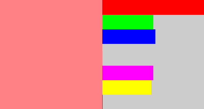 Hex color #ff8085 - blush pink