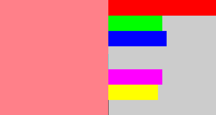 Hex color #ff8089 - blush pink