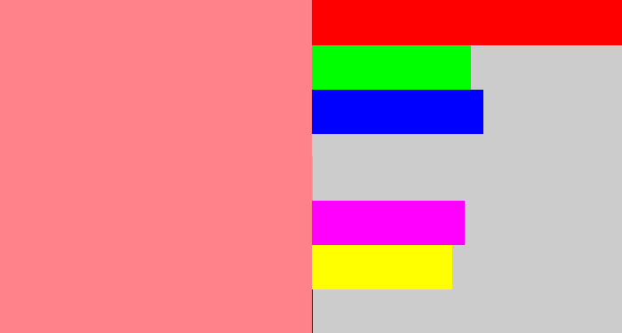 Hex color #ff828b - blush pink